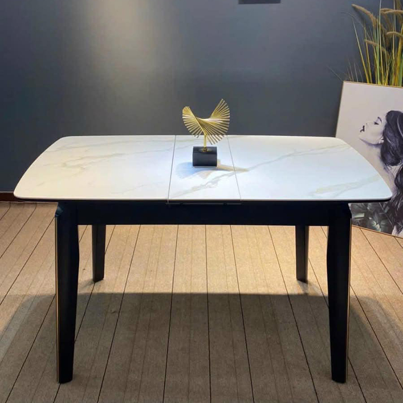 Bàn ăn thông minh kéo dài mặt đá ceramic trắng bóng BA675