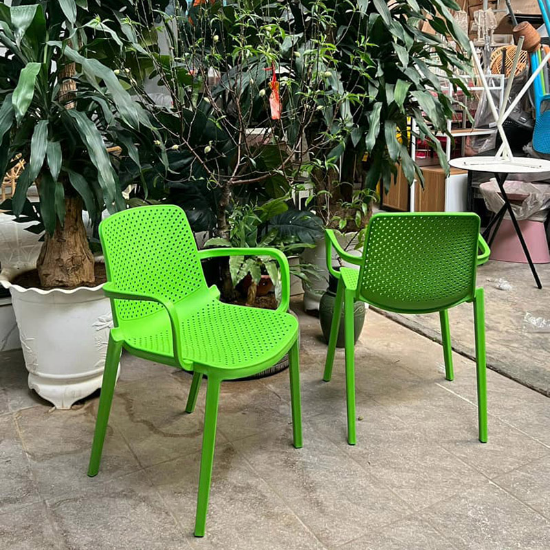 Bộ bàn ghế cafe nhà hàng nhựa đúc nguyên khối chống chịu thời tiết tốt GC272