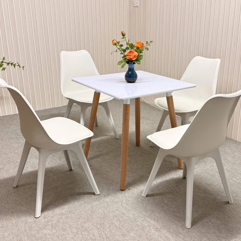 Bộ bàn ghế cafe, nhà hàng, quán ăn, bàn vuông Eames mix ghế mặt đệm giá rẻ GC844