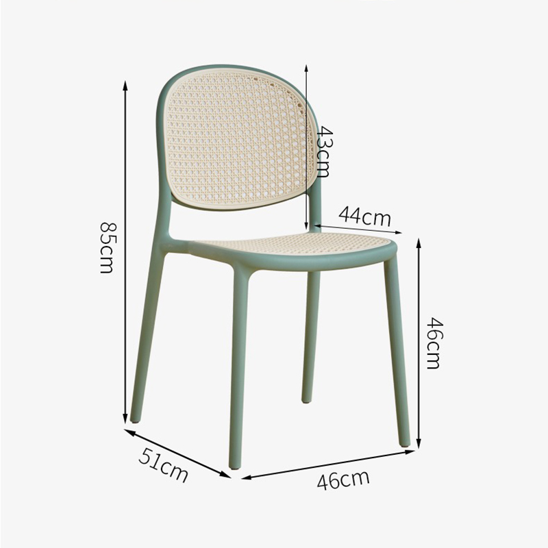 Ghế nhựa đúc nguyên khối tựa lưng giả mây xếp chồng GC649