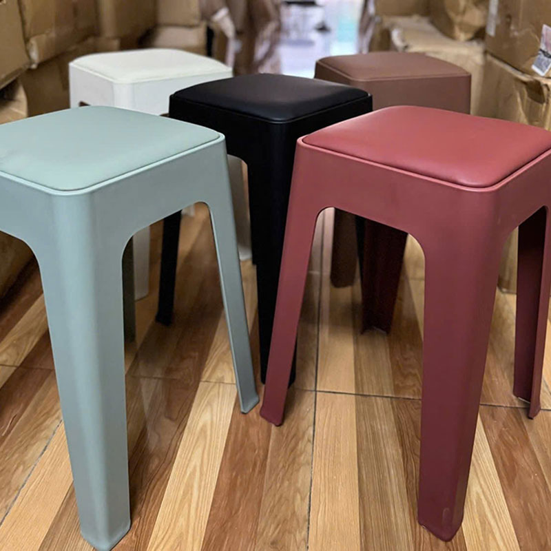 Ghế đôn gia đình, cafe xếp chồng, nhựa đúc mặt ngồi bọc đệm nhiều màu GC380