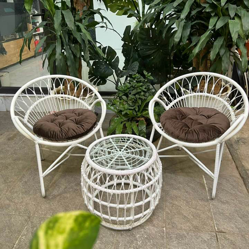 Bàn ghế cafe sân vườn nhựa giả mây 2 ghế 1 bàn BM303