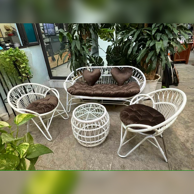 Bàn ghế cafe sân vườn nhựa giả mây 2 ghế 1 bàn BM303