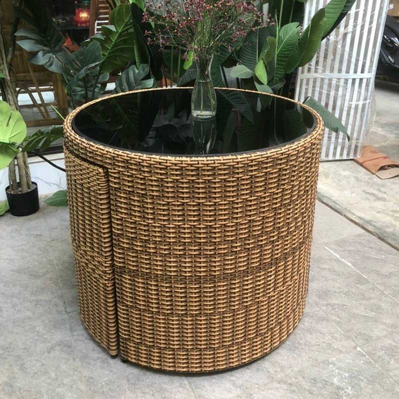Bàn ghế mây thông minh xếp gọn 2 trong 1 BM699