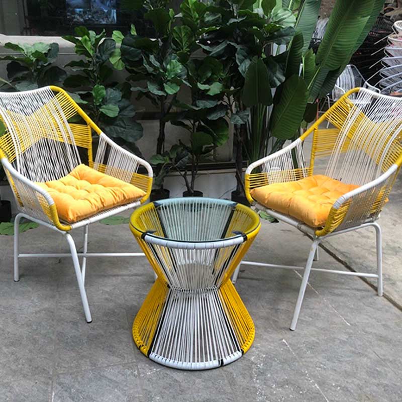 Bộ bàn ghế ban công mây nhựa dây văng đan chéo BM696