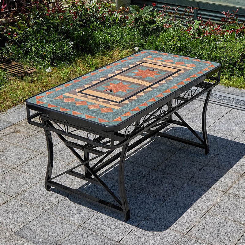Bộ bàn ghế phong cách Mosaic ghép đá bề mặt cho sân vườn BS245