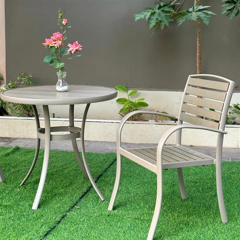 Bộ bàn ghế sân vườn ngoài trời khung hợp kim nhôm kết hợp gỗ nhựa Composit BS331