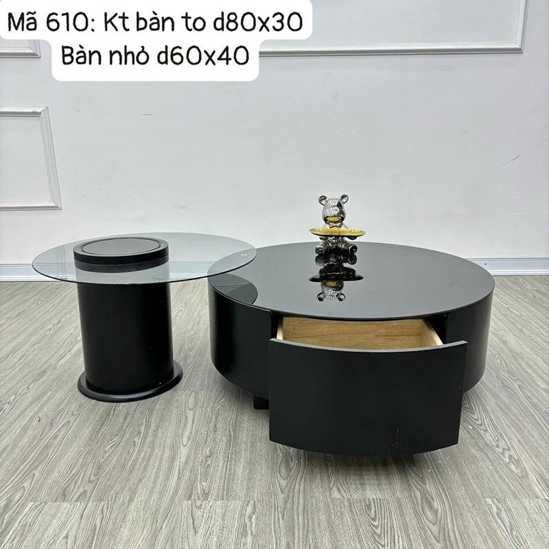 Bàn trà sofa đôi phòng khách mặt kính hiện đại BT694