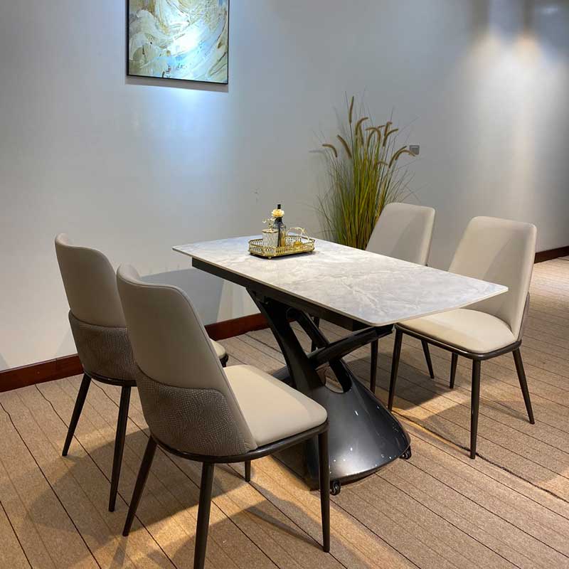 Bộ bàn ăn nâng hạ thông minh mặt đá Cremic BA950