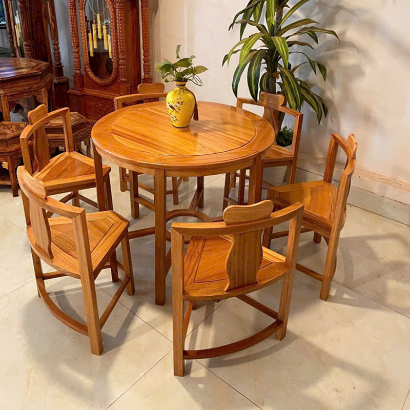 Bộ bàn ghế ăn 6 ghế 1 bàn thu gọn chất liệu gỗ gõ BO920