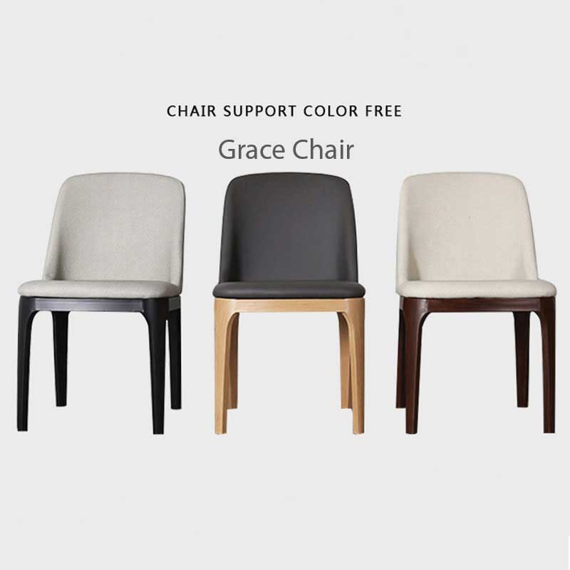 Ghế ăn Grace khung gỗ sồi, nệm da nỉ GA620