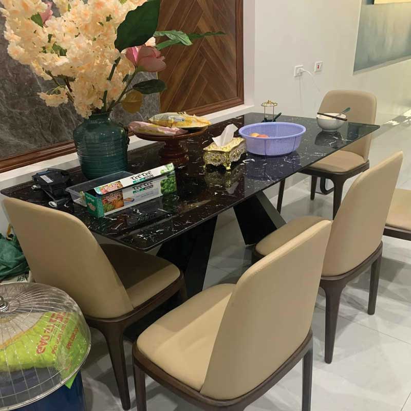 Ghế ăn Grace khung gỗ sồi, nệm da nỉ GA620