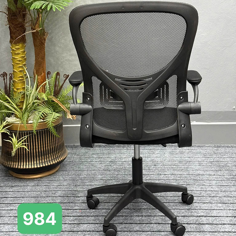 Ghế văn phòng chân xoay có tựa tay màu xám - đen GV165