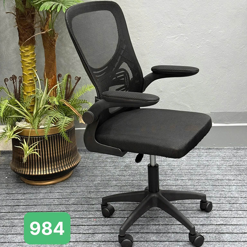 Ghế văn phòng chân xoay có tựa tay màu xám - đen GV165