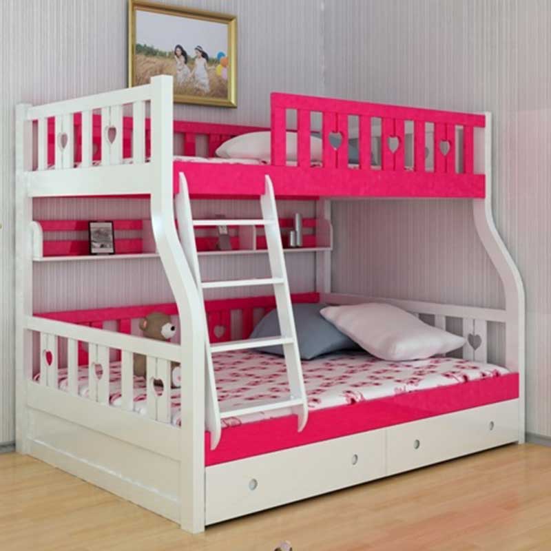 Giường tầng gỗ sồi tự nhiên kèm giá sách GN455