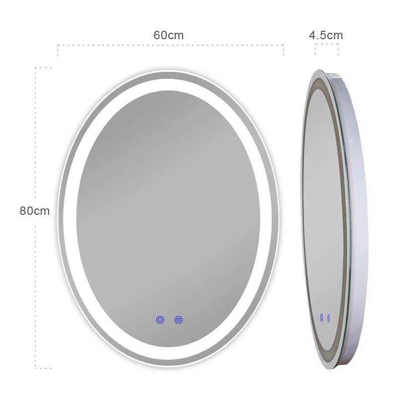 Gương LED cảm ứng hình Oval chế độ phá sấy sương mờ GT806