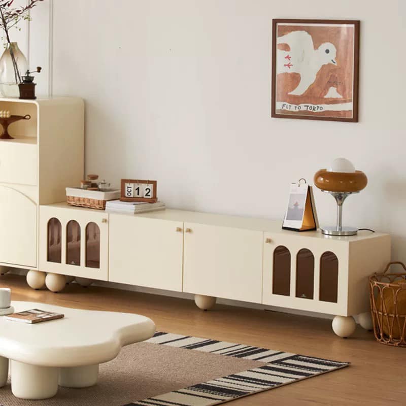 Kệ để tivi màu trắng đẹp cho nhà mặt đất, nhà chung cư, biệt thự KT342
