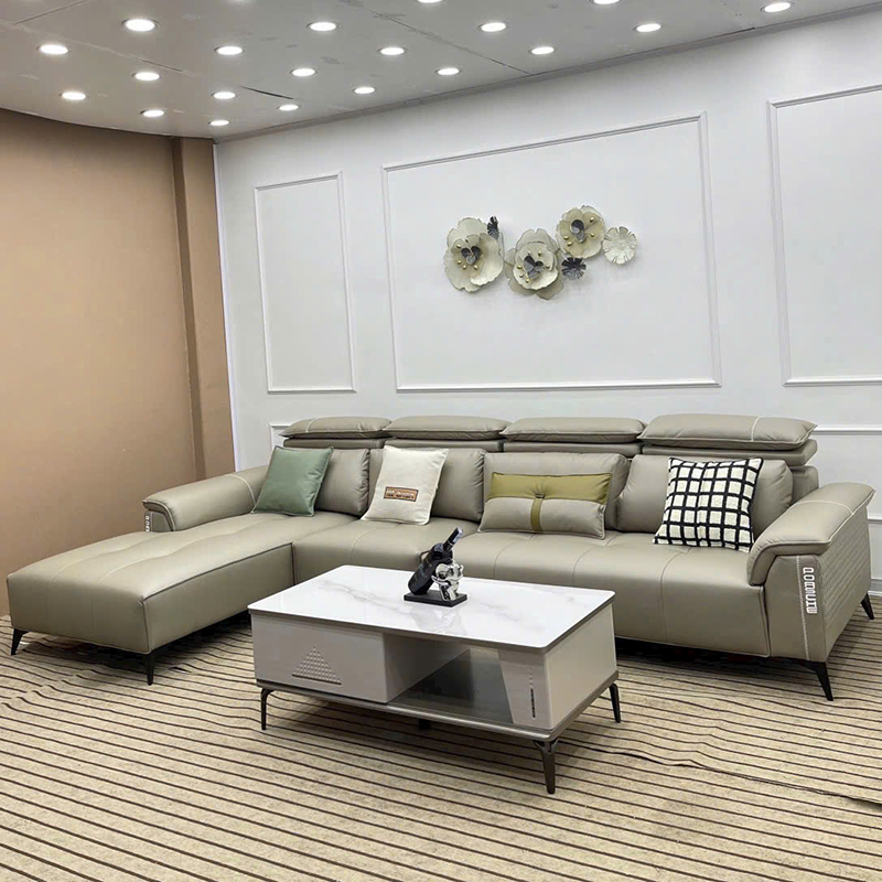 Ghế sofa căn hộ chung cư góc L bọc da cao cấp SF643