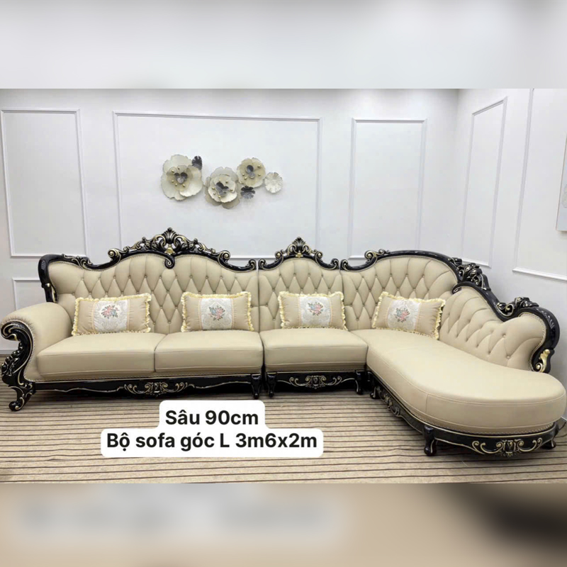 Sofa góc cổ điển nhập khẩu cao cấp cho phòng khách đẹp SF640