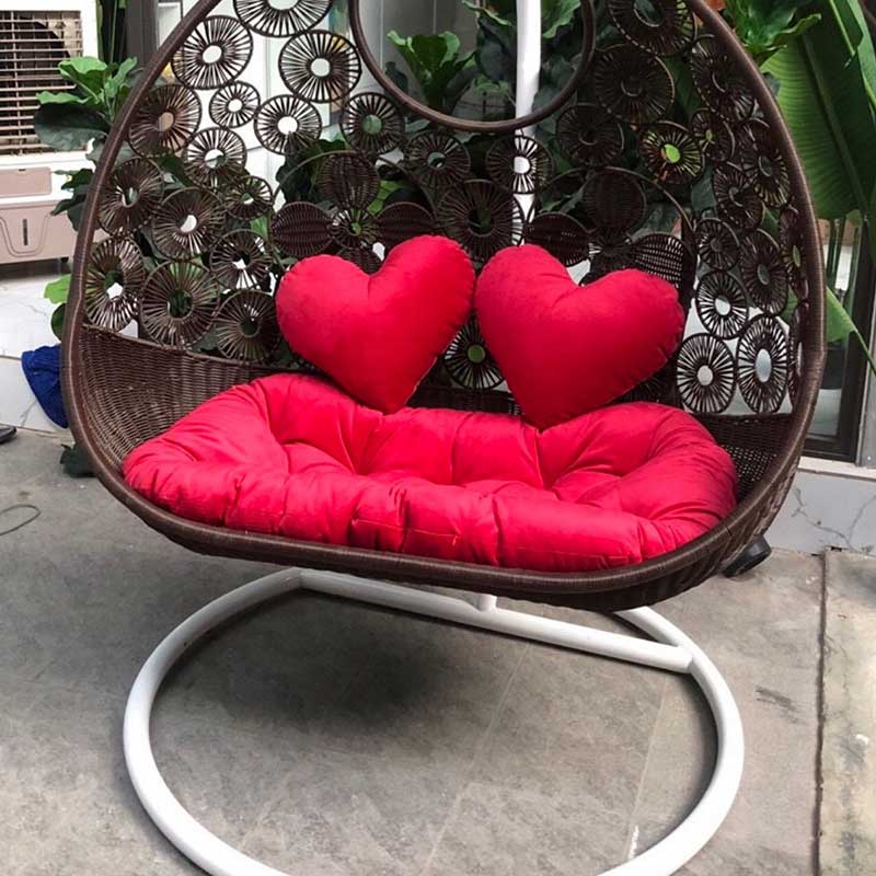 Ghế xích đu đôi 2 chỗ ngồi đan hoa mai màu nâu XD561