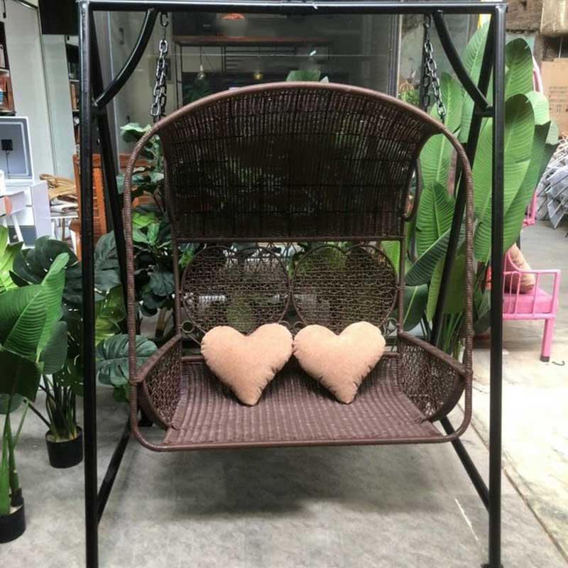 Ghế xích đu đôi cho sân vườn ngoài trời có mái che XD199