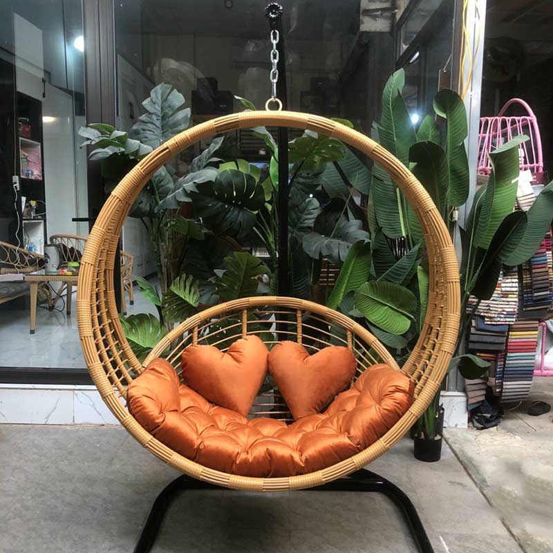 Xích đu mây nhựa ngoài trời bo cạp đẹp cao cấp XD102