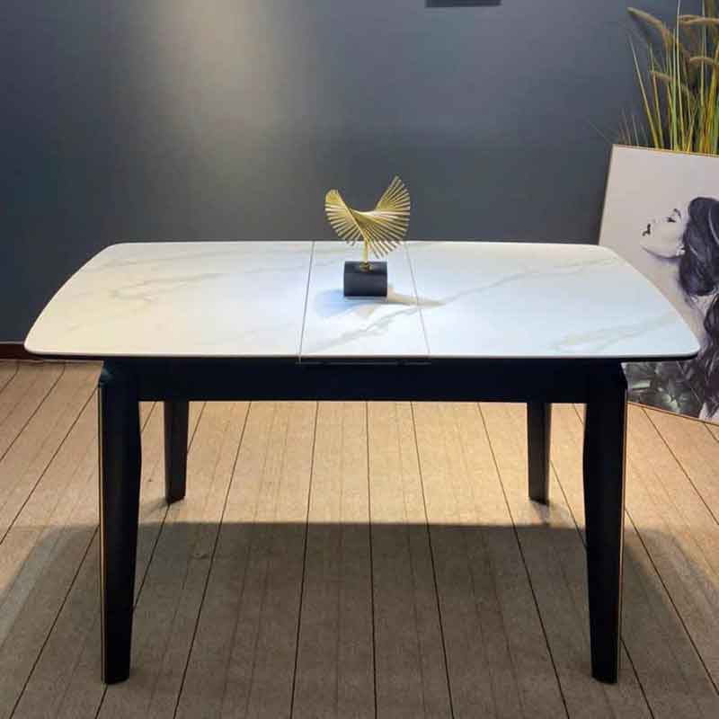 Bàn ăn thông minh kéo dài mặt đá ceramic trắng bóng BA675