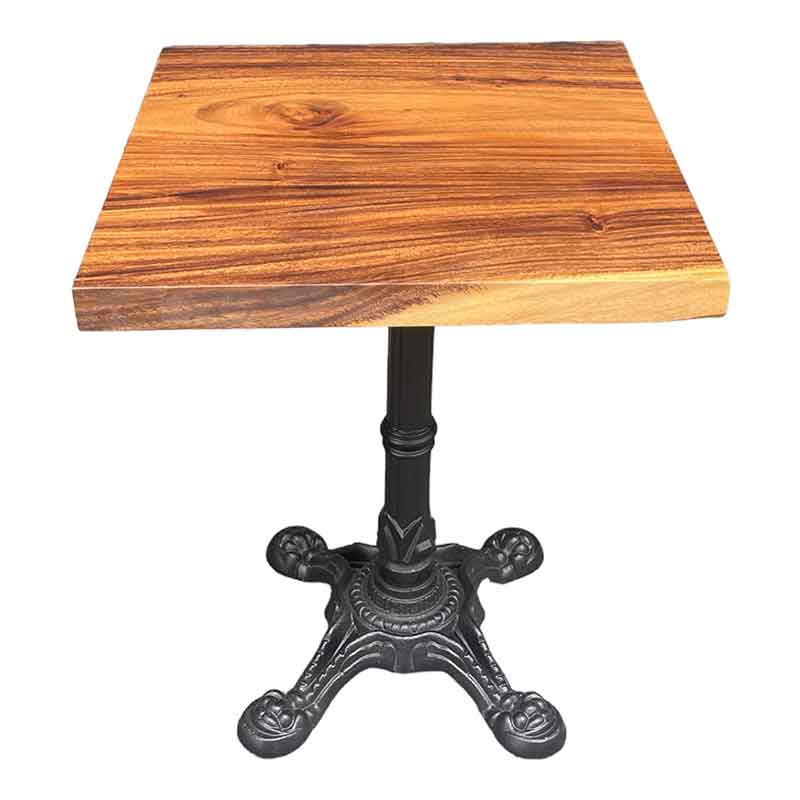 Bàn cafe vuông gỗ Me Tây chân gang mỹ nghệ hình rùa ống GC609