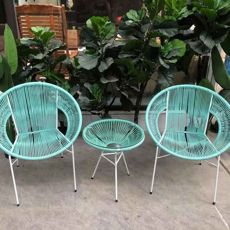 Bộ bàn ghế mây dây văng có tay giá rẻ BM222