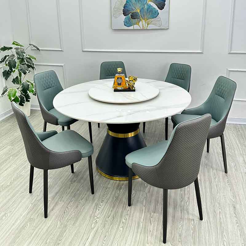 Bộ bàn tròn chân loa m2-m3-m5 mặt đá xoay 2 tầng BO996